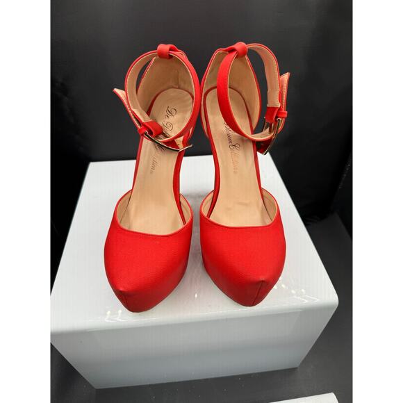De Blossom Collection Red Leather 6”Stiletto Heals Size 8W - Picture 12 of 14